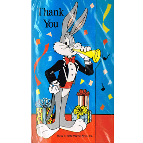 Looney tunes bugs bunny thank you cards w envelopes 8ct 